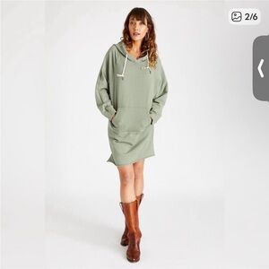 Etica Green Hooded Sweatshirt Dress